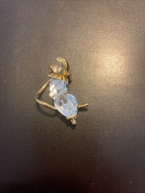 Gold-Tone Crystal Doll Brooch - Clear Crystal Accent